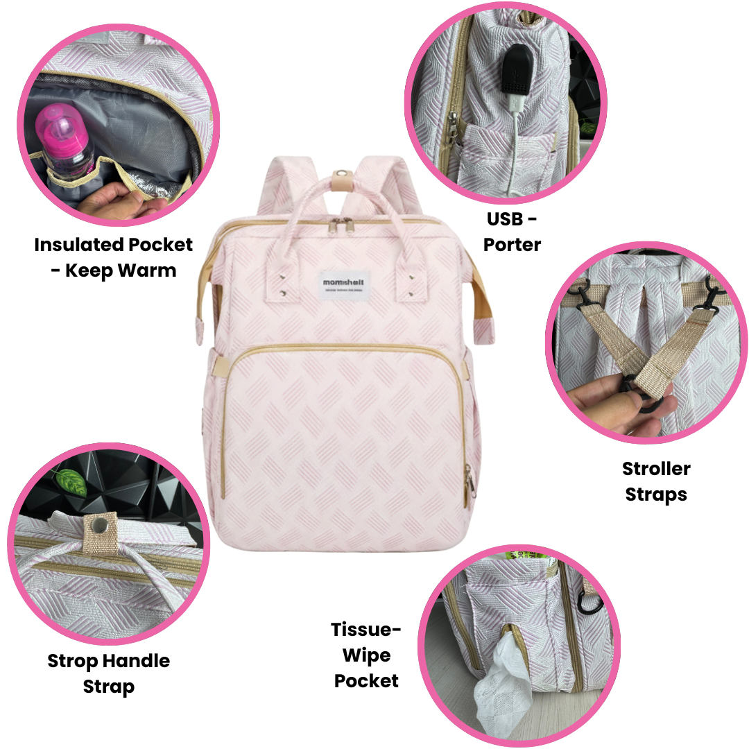 diaper bag backpack with a foldable bassinet/changing station