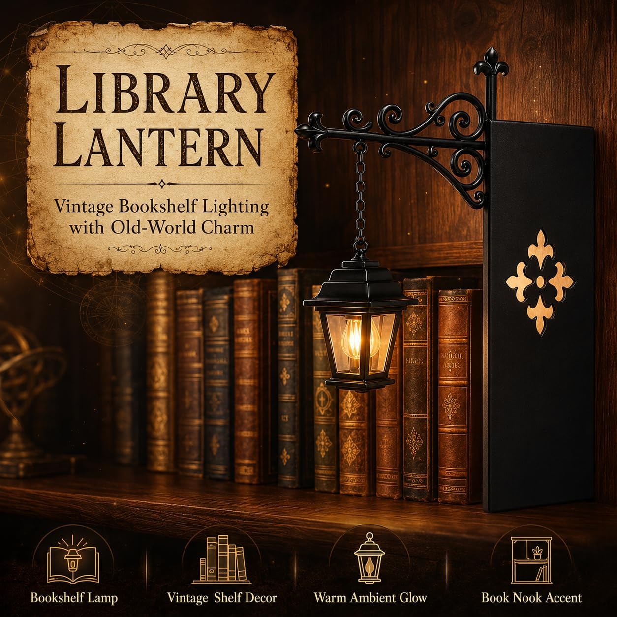 Library Lantern Bookshelf Lamp