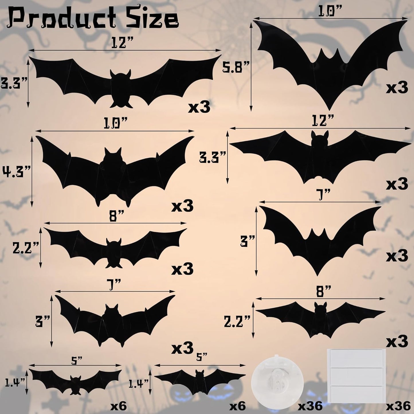 36 Pack Light Up Bats Halloween