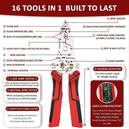 Multifunctional Folding Electrician Wire Stripping