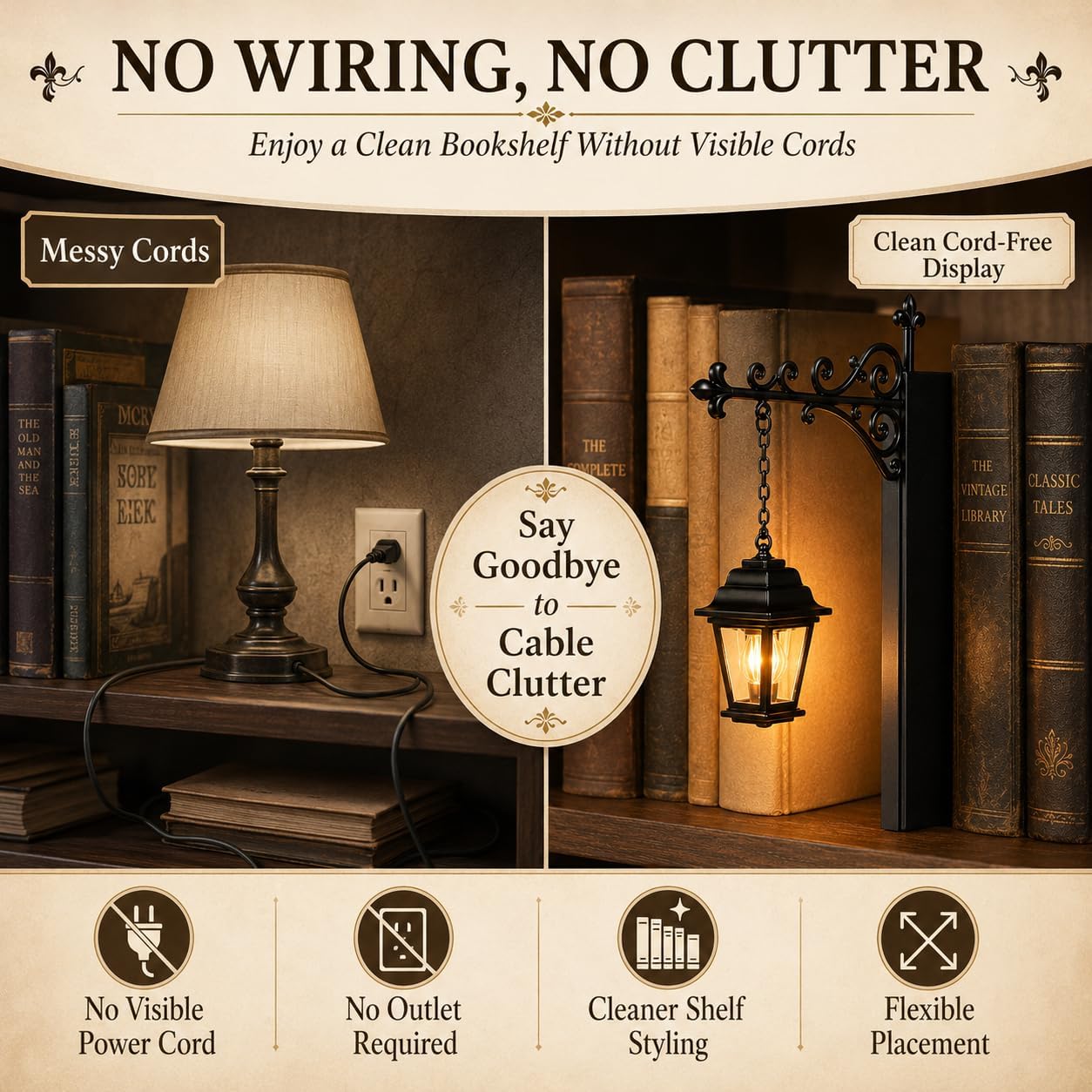 Library Lantern Bookshelf Lamp