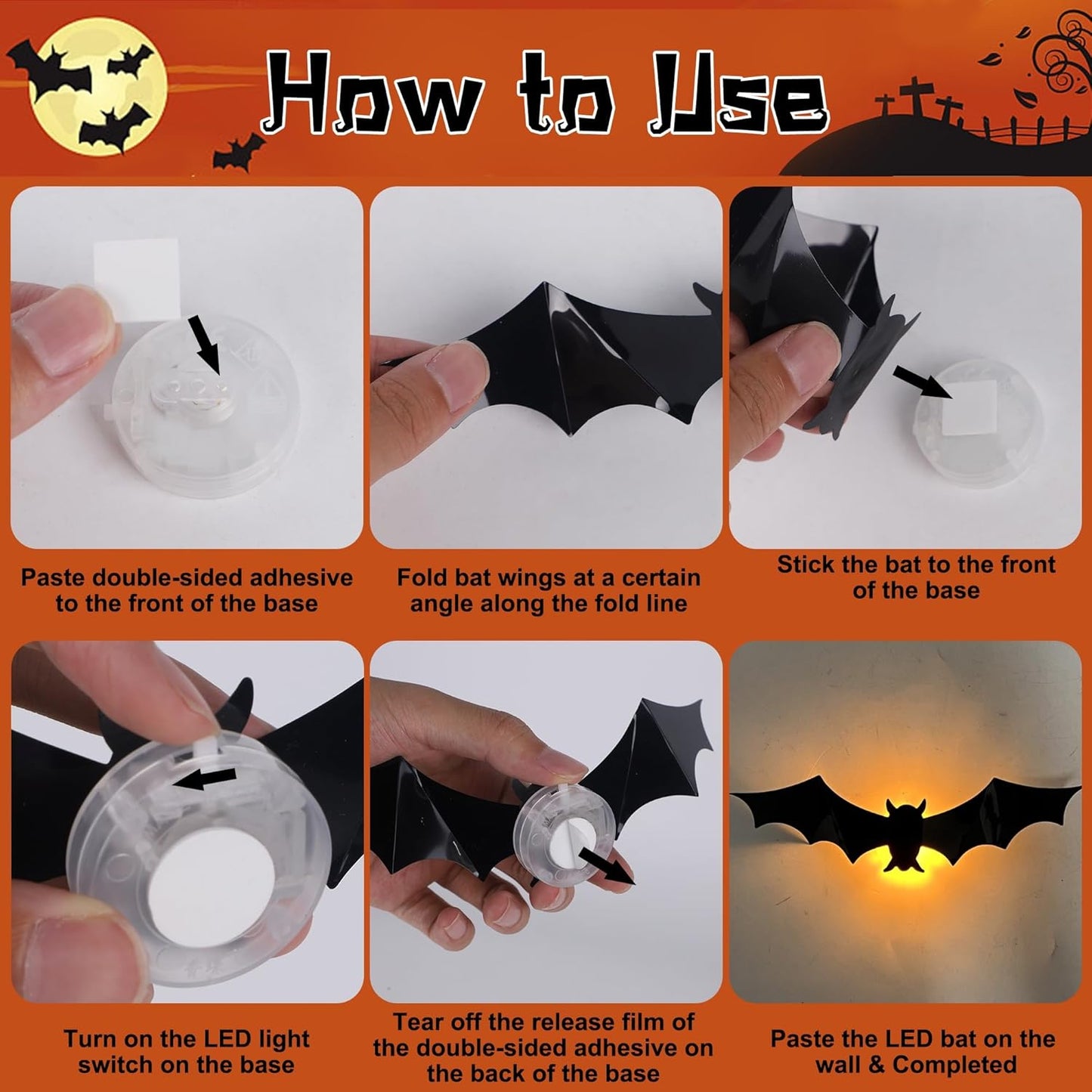 36 Pack Light Up Bats Halloween