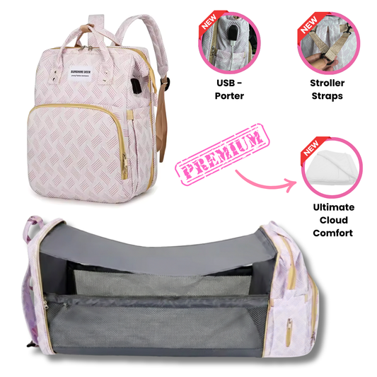 Diaper Bag Backpack with Foldable Bassinet & Changing Station