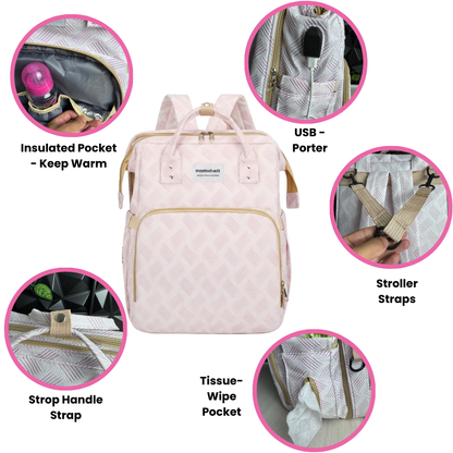 diaper bag backpack with a foldable bassinet/changing station