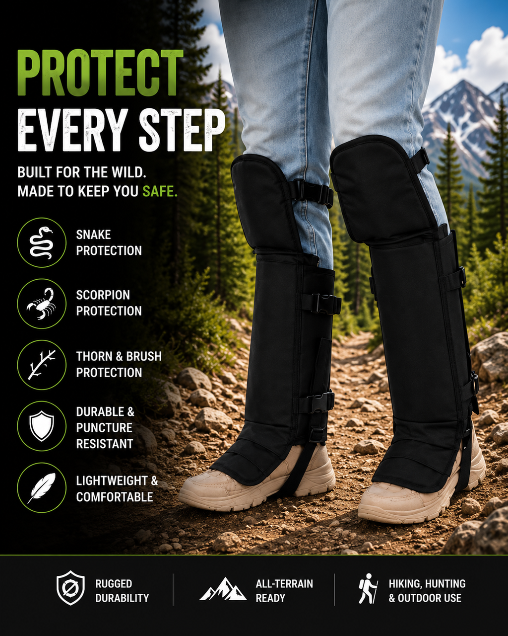 WildGuard.Gear™ – Tactical Leg Gaiters | Animal Bite, Thorn & Cactus Protection