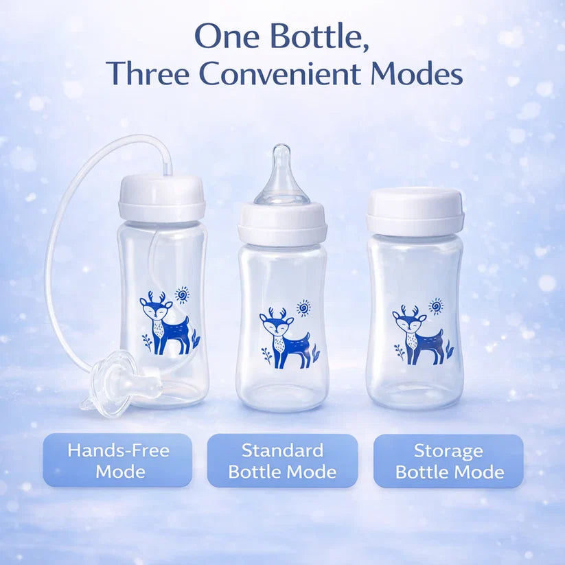 3-in-1 Hands-Free Baby Bottle with Soft Silicone Nipple | BPA-Free