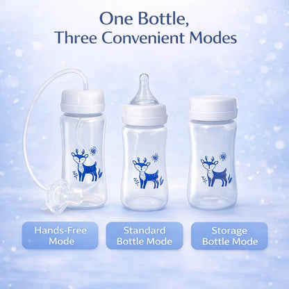 3-in-1 Hands-Free Baby Bottle with Soft Silicone Nipple | BPA-Free