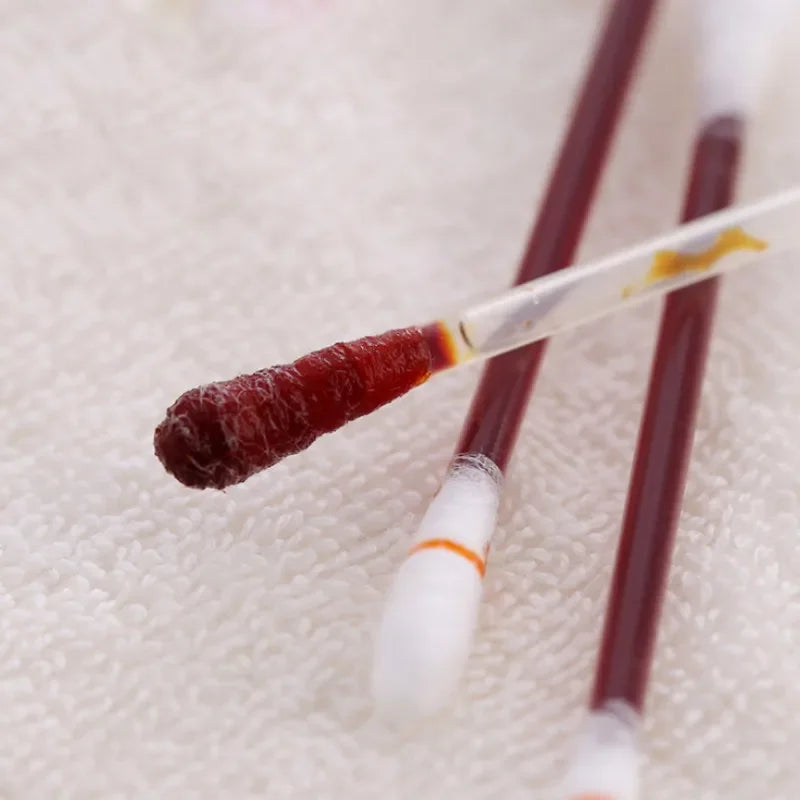 Iodine swab in use