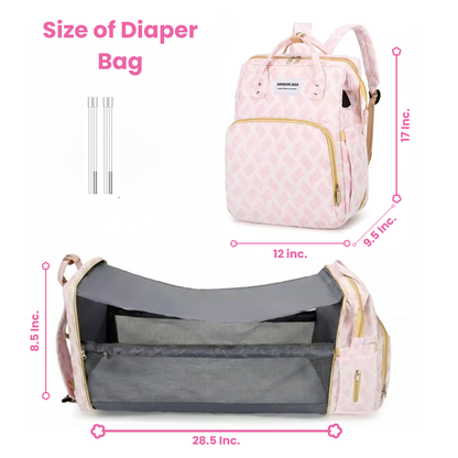 diaper bag backpack with a foldable bassinet/changing station