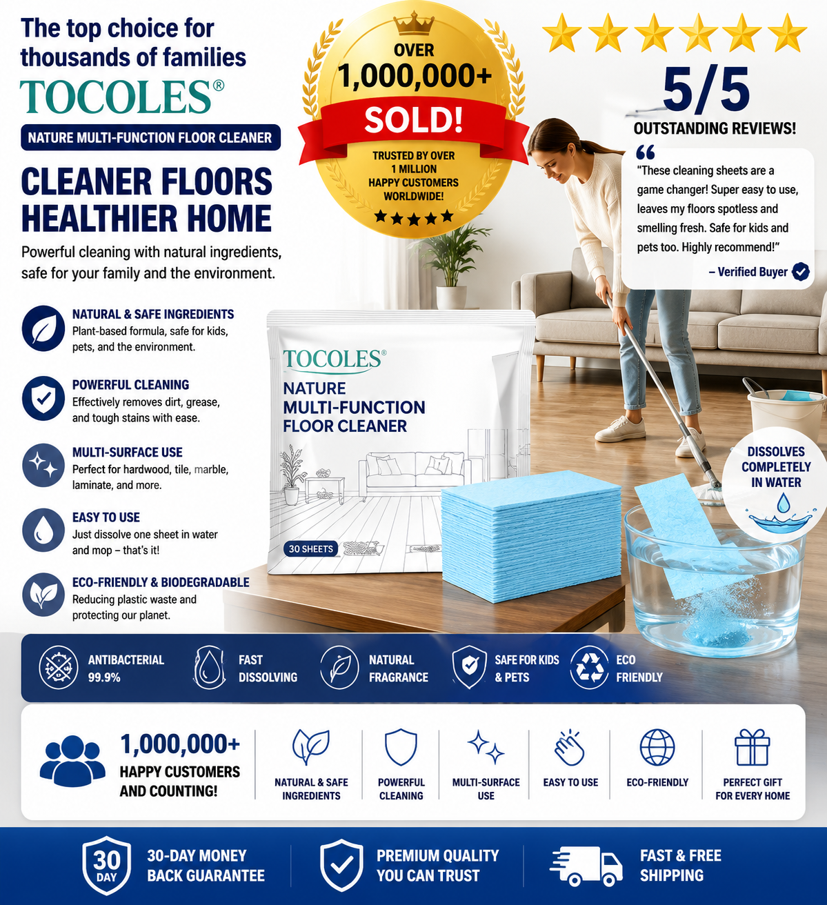 200 Piece Floor Cleaning Tablets Multi-Surface Cleaner