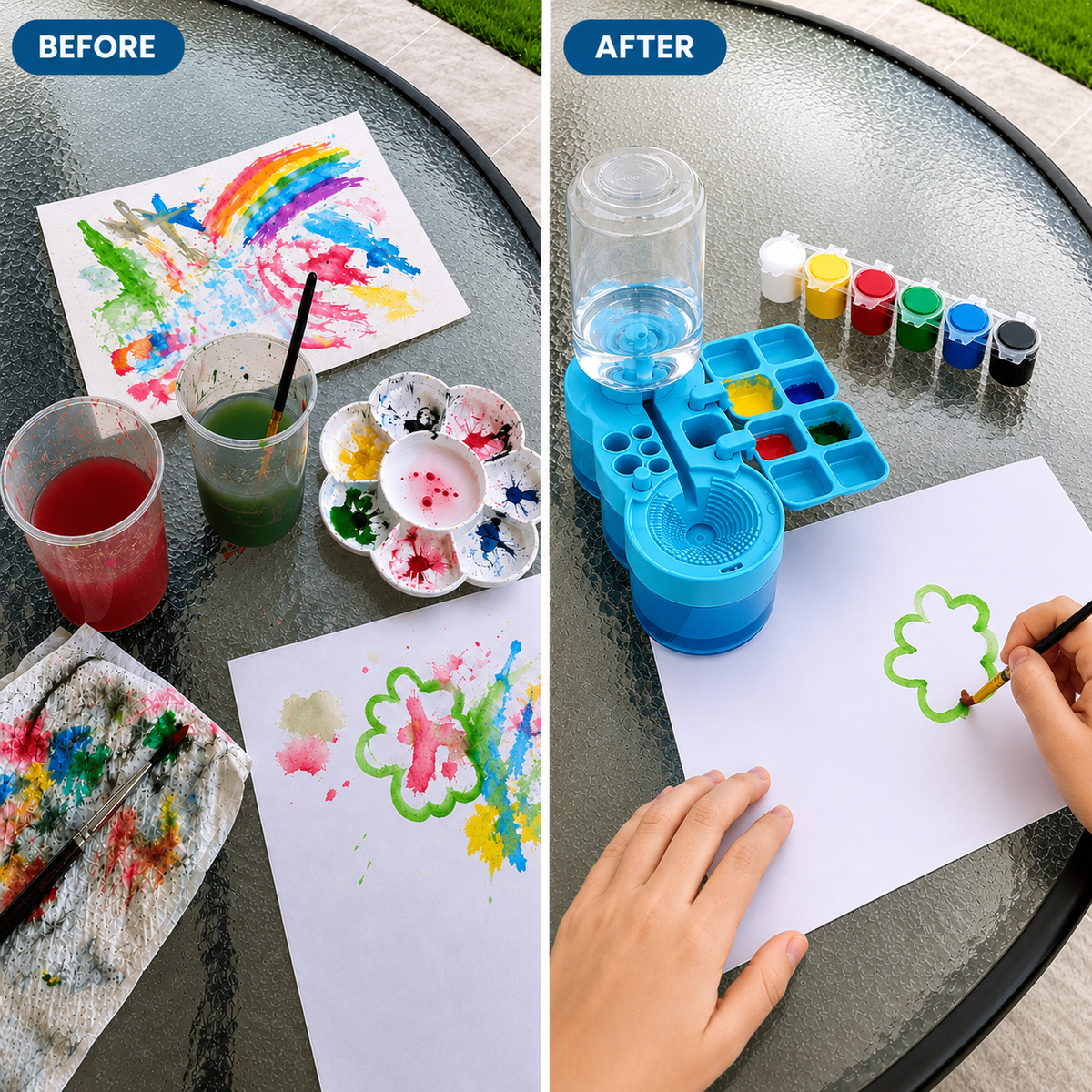 ArtBath All-in-One Kids Painting Station – Built-in Water Tank & Brush Rinser