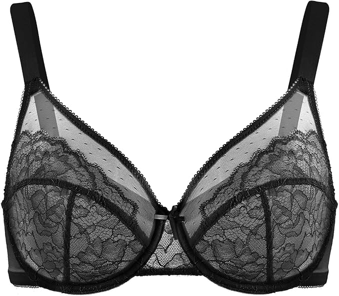 Minimizer Bra for Women – Lace & Mesh Underwire Bra for Large Busts