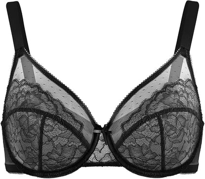Minimizer Bra for Women – Lace & Mesh Underwire Bra for Large Busts