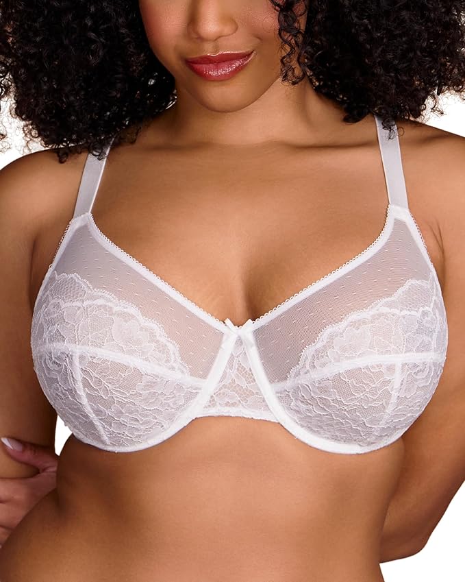 Minimizer Bra for Women – Lace & Mesh Underwire Bra for Large Busts